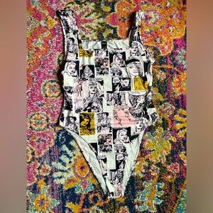 SHEIN cartoon comic pop art bodysuit with snaps new without tags LARGE